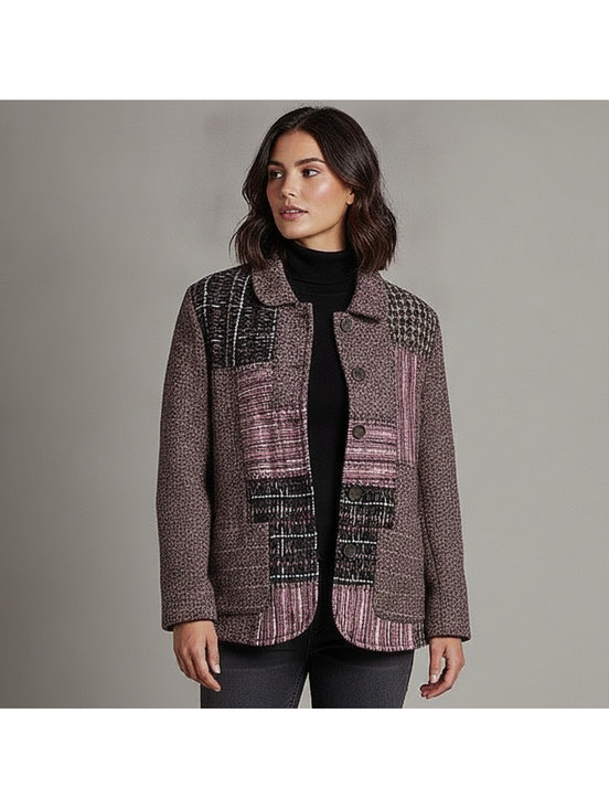 TravelSmith Jackets & Blazers - TravelSmith Vintage Purple Patchwork Button-Up Jacket Womens Size M Silk Boho